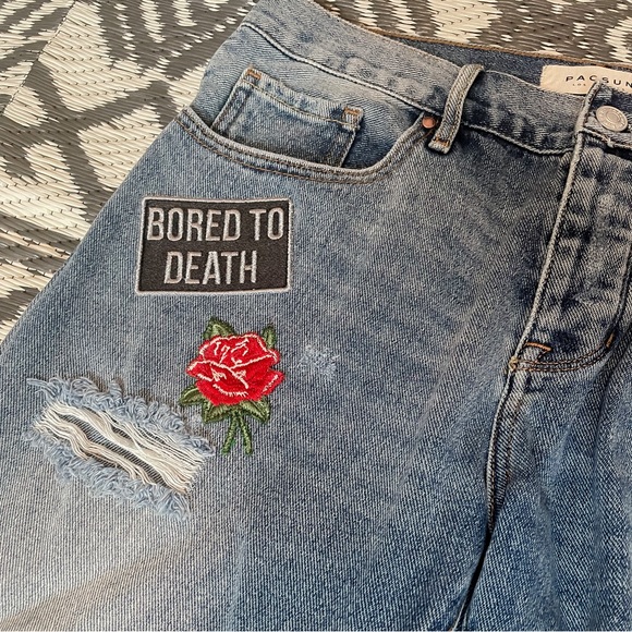 PACSUN NWOT Distressed Jeans With Patches - Picture 3 of 16